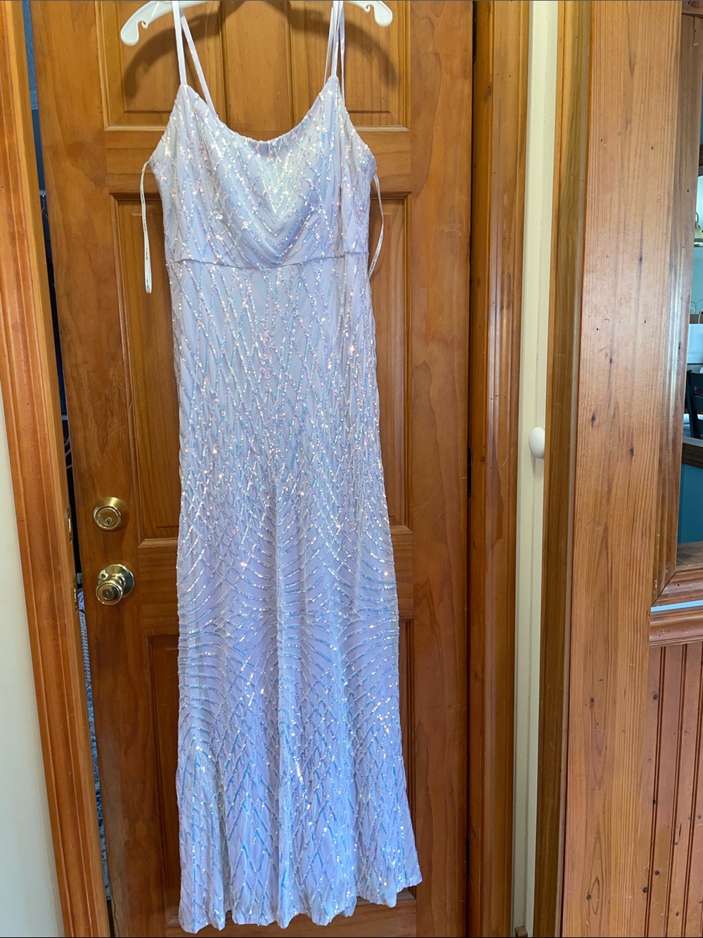 Speechless Lavender Beaded Spaghetti-Strap Gown
